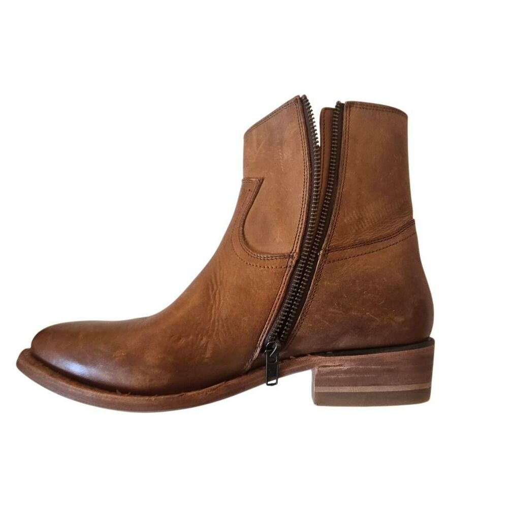 Frye Womens Billy Inside Zip Leather Caramel Bootie Size 8.5B - Picture 3 of 12